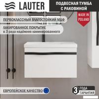 Lauter Тумба с умывальником Eva 69 (белый глянец/матовая черная сталь/искусственный мрамор)