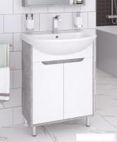 Runo Тумба под умывальник Эко 60 (напольная, белый/серый бетон)