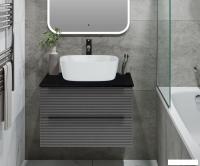 Runo Тумба под умывальник Орлеан 60 (подвесная, серый/черный)