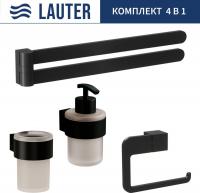 Набор аксессуаров для ванной Lauter 21TS3019 + 21TS3021 + 21TS3015 + 21TS3004 (Matt Black, 4 предмет