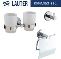 Набор аксессуаров для ванной Lauter 21SH72081 + 21SH72091 + 21SH72101 (Chrome, 3 предмета)