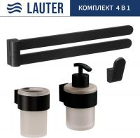 Набор аксессуаров для ванной Lauter 21TS3019 + 21TS3021 + 21TS3011 + 21TS3003 (Matt Black, 4 предмет