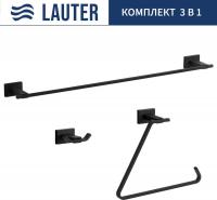 Набор аксессуаров для ванной Lauter 21TS1010 + 21TS1018 + 21TS1014 (Matt Black, 3 предмета)