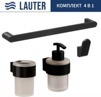 Набор аксессуаров для ванной Lauter 21TS3019 + 21TS3021 + 21TS3011 + 21TS3006 (Matt Black, 4 предмет