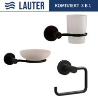 Набор аксессуаров для ванной Lauter 21TS20116 + 21TS20114 + 21TS20112 (Matt Black, 3 предмета)