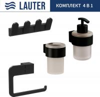 Набор аксессуаров для ванной Lauter 21TS3019 + 21TS3021 + 21TS3009 + 21TS3015 (Matt Black, 4 предмет