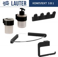 Набор аксессуаров для ванной Lauter 21TS3019 + 21TS3021 + 21TS3009 + 21TS3015 + 21TS3008 (Matt Black