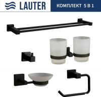 Набор аксессуаров для ванной Lauter 21SH6082 + 21SH6052 + 21SH6092 + 21SH6072 + 21SH6022 (Matt Black