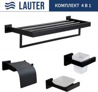 Набор аксессуаров для ванной Lauter 21SH71062 + 21SH71052 + 21SH71102 + 21SH71152 (Matt Black, 4 пре