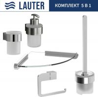 Набор аксессуаров для ванной Lauter 21TS3018 + 21TS3020 + 21TS3014 + 21TS3007 + 21TS3022 (Chrome, 5