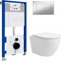 Унитаз подвесной Lauter Vortex 2110830 с кнопкой 219703J (прямоугольная, сатин)