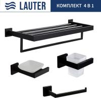 Набор аксессуаров для ванной Lauter 21SH71062 + 21SH71052 + 21SH71072 + 21SH71152 (Matt Black, 4 пре