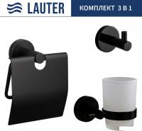 Набор аксессуаров для ванной Lauter 21SH72062 + 21SH72092 + 21SH72102 (Matt Black, 3 предмета)