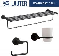 Набор аксессуаров для ванной Lauter 21TS20116 + 21TS20112 + 21TS2012 (Matt Black, 3 предмета)