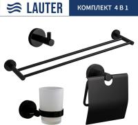 Набор аксессуаров для ванной Lauter 21SH72062 + 21SH72092 + 21SH72102 + 21SH70022 (Matt Black, 4 пре