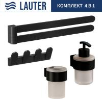 Набор аксессуаров для ванной Lauter 21TS3019 + 21TS3021 + 21TS3009 + 21TS3003 (Matt Black, 4 предмет