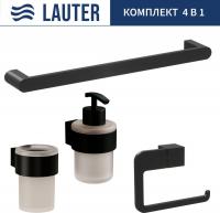 Набор аксессуаров для ванной Lauter 21TS3019 + 21TS3021 + 21TS3015 + 21TS3006 (Matt Black, 4 предмет