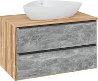 Runo Тумба под умывальник Мальта 70 (подвесная, серый/дуб)