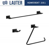 Набор аксессуаров для ванной Lauter 21TS1010 + 21TS1018 + 21TS1016 (Matt Black, 3 предмета)