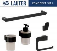 Набор аксессуаров для ванной Lauter 21TS3019 + 21TS3021 + 21TS3011 + 21TS3015 + 21TS3006 (Matt Black