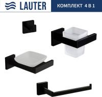 Набор аксессуаров для ванной Lauter 21SH71062 + 21SH71052 + 21SH71072 + 21SH71092 (Matt Black, 4 пре