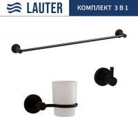 Набор аксессуаров для ванной Lauter 21TS20116 + 21T2010 + 21TS2016 (Matt Black, 3 предмета)