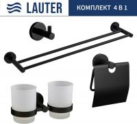 Набор аксессуаров для ванной Lauter 21SH72082 + 21SH72092 + 21SH72102 + 21SH70022 (Matt Black, 4 пре