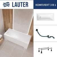 Ванна Lauter Bianca 170 21207170 (с ножками и сифоном 21Y32001 матовый черный)