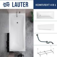 Ванна Lauter Bianca 150 21207150 (с каркасом, лицевым экраном белого цвета и сифоном 21Y32000 хром)