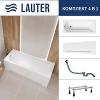 Ванна Lauter Amelia 170 21204070 (с ножками, лицевым экраном белого цвета и сифоном 21Y32000 хром)