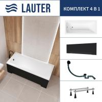 Ванна Lauter Bianca 170 21207170 (с ножками, лицевым экраном черного цвета и сифоном 21Y31001 матовы