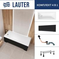 Ванна Lauter Bianca 170 21207170 (с ножками, лицевым экраном черного цвета и сифоном 21Y11021 матовы