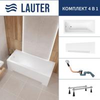 Ванна Lauter Bianca 170 21207170 (с ножками и сифоном 21Y11020 хром)