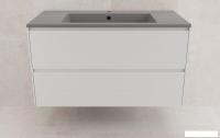 Symbolite Тумба под умывальник Лима 100 Line Plus 2 ящика + Line 100x48 (подвесная, белый матовый/се