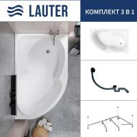 Ванна Lauter Geneva 170x105 2103170R (с каркасом и сифоном 21Y31001 матовый черный)