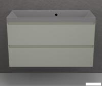 Symbolite Тумба под умывальник Манхэттен 100 Plus 2 ящика + Asti 100x45 (подвесная, олива/серый шелк