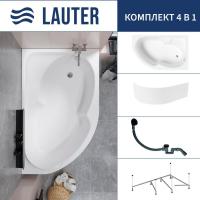 Ванна Lauter Geneva 170x105 2103170R (с каркасом, лицевым экраном и сифоном 21Y31001 матовый черный)