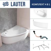 Ванна Lauter Valencia 170x110 2102170R (с каркасом, лицевым экраном и сифоном 21Y11021 матовый черны