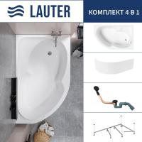 Ванна Lauter Geneva 170x105 2103170R (с каркасом, лицевым экраном и сифоном 21Y11021 матовый черный)