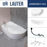 Ванна Lauter Geneva 170x105 2103170L (с каркасом, лицевым экраном и сифоном 21Y31001 матовый черный)