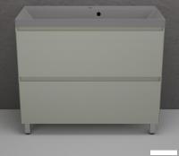 Symbolite Тумба под умывальник Манхэттен 100 Plus 2 ящика + Line 100x48 (олива/серый шелк)