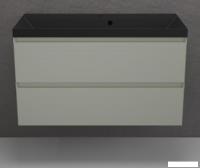 Symbolite Тумба под умывальник Манхэттен 100 Plus 2 ящика + Asti 100x45 (подвесная, олива/антрацит)