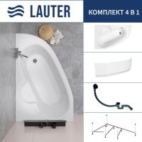 Ванна Lauter Valencia 170x110 2102170L (с каркасом, лицевым экраном и сифоном 21Y31001 матовый черны