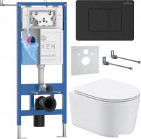 Унитаз подвесной Roxen Simple Compact в комплекте с инсталляцией StounFix Dual Fresh 6 в 1 868597 (к
