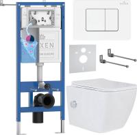Унитаз подвесной Roxen Cube Tornado Bidet в комплекте с инсталляцией StounFix Dual Fresh 6 в 1 86863