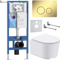 Унитаз подвесной Roxen Simple Compact в комплекте с инсталляцией StounFix Dual Fresh 6 в 1 868468 (к