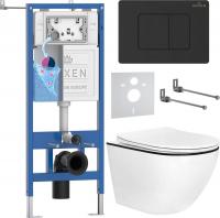 Унитаз подвесной Roxen Antares Black в комплекте с инсталляцией StounFix Dual Fresh 6 в 1 868511 (кн
