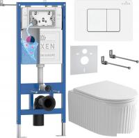 Унитаз подвесной Roxen Royal Matt в комплекте с инсталляцией StounFix Dual Fresh 6 в 1 868649 (кнопк