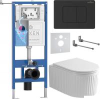 Унитаз подвесной Roxen Royal Matt в комплекте с инсталляцией StounFix Dual Fresh 6 в 1 868520 (кнопк