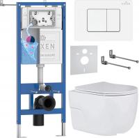 Унитаз подвесной Roxen Porto в комплекте с инсталляцией StounFix Dual Fresh 6 в 1 868633 (кнопка: бр